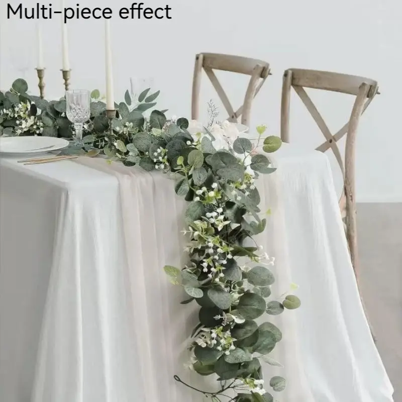 Artificial Eucalyptus Leaves Garland, Vine, Greenery Garland Hanging Plants for Farmhouse Table Centerpiece Mantel Wedding Arch, Decor, Party Decor Design, Party Decoration Supplies, Greenery, Table Centerpieces Decor, Home Party Decorations