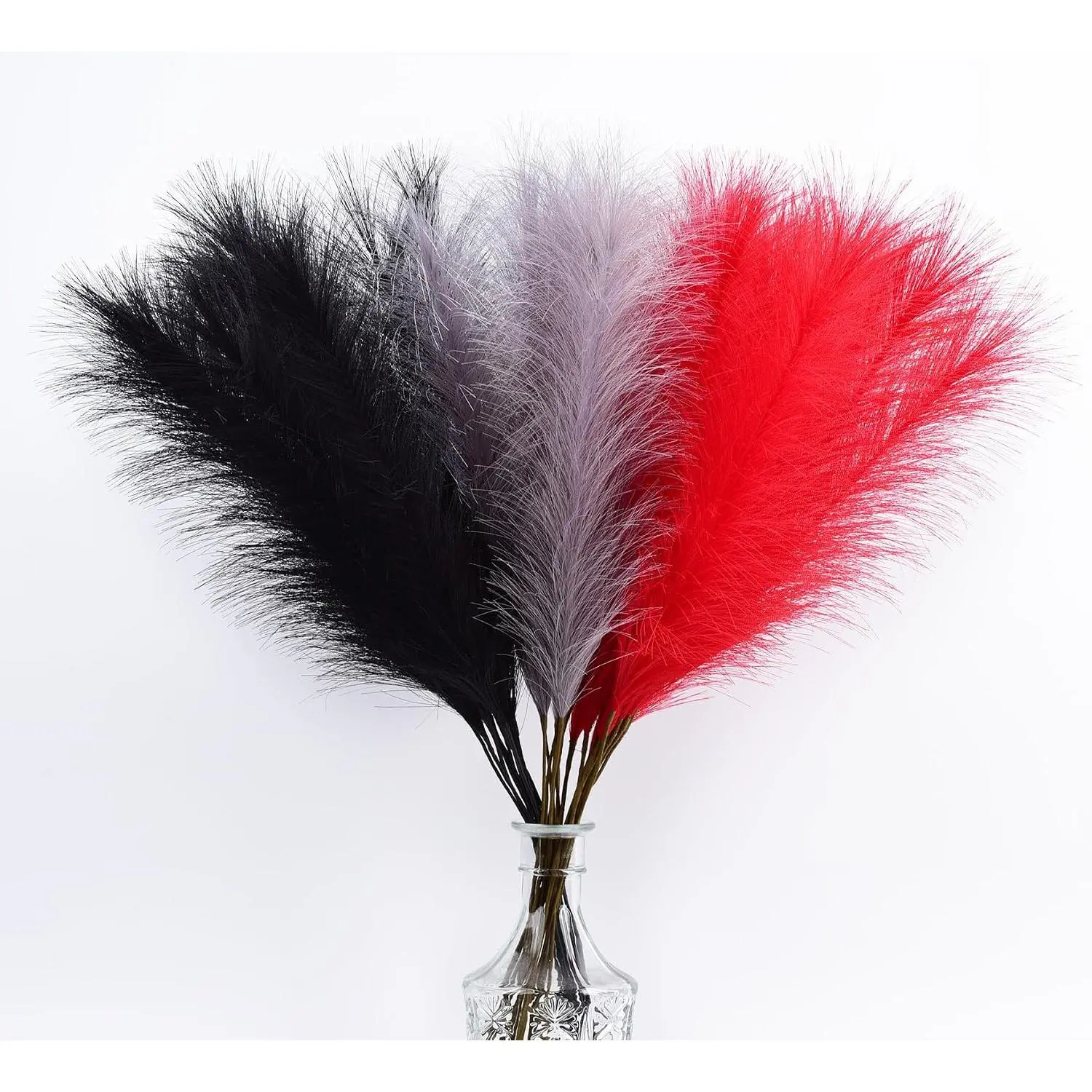 Red Pampas Grass Decor,23Inch 12 count Faux Pampas Grass Bouquets Artificial Pampas  Pampas Flower for  Living Room Bedroom Vase Decor
