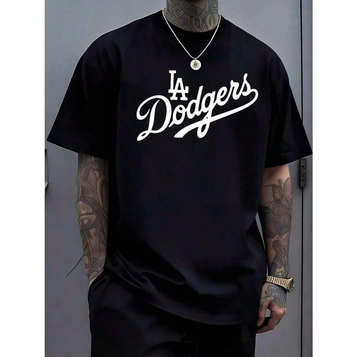 Men's  100 Percent Cotton Dodgers Graphic T-Shirt Comfortable, Soft, And Breathable Men's Sportswear, Suitable For Everyday Wear, Outings