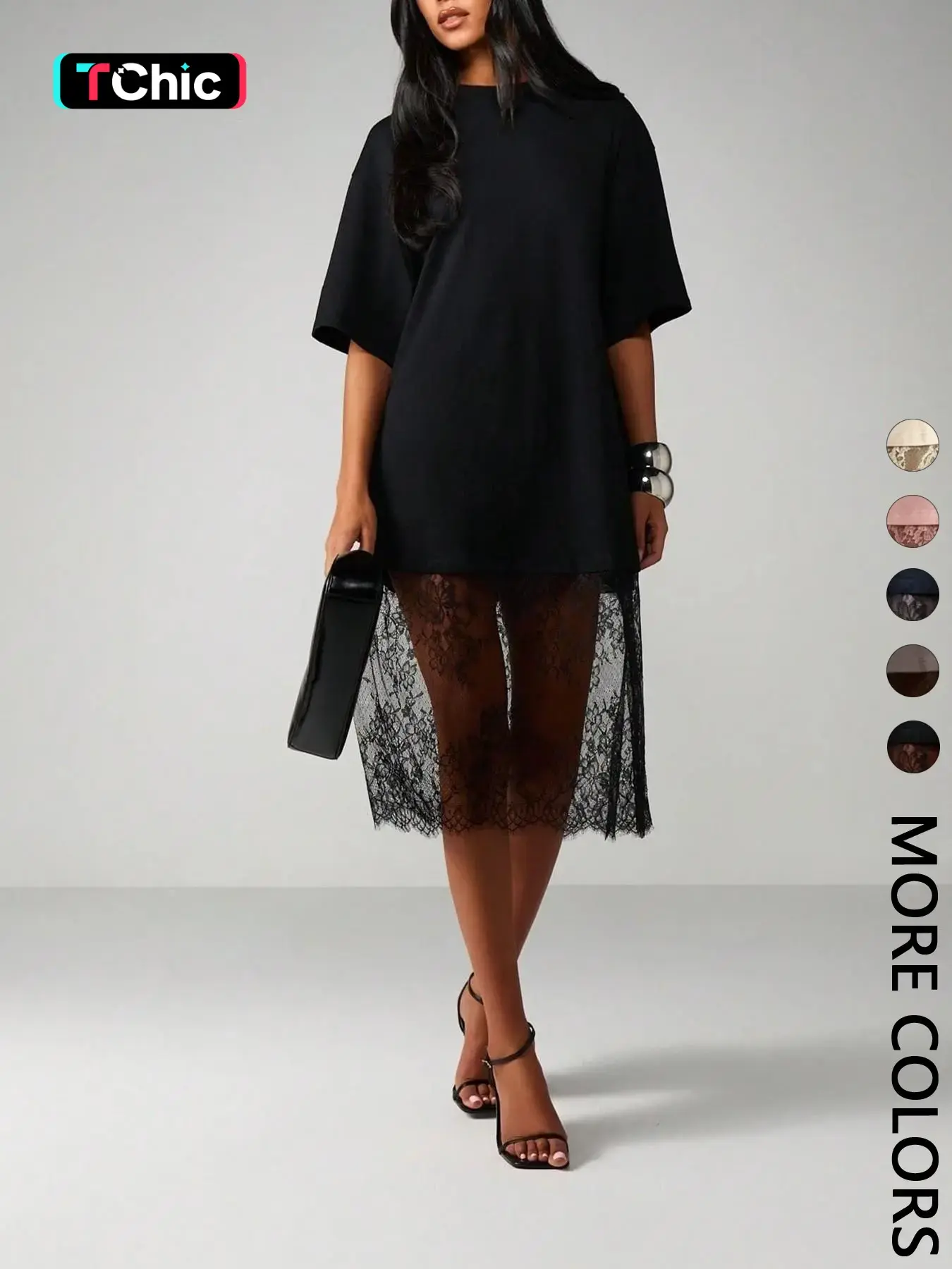 Women's One Piece Double Layer T‑Shirt Dress, Crew Neck Design, Loose Short Sleeve Cut
