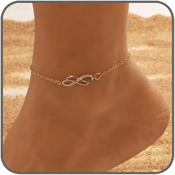 Ankle Bracelets for Women   Infinity Heart Ankle Bracelet Adjustable Cubic Zirconia  Layered Foot Chain  Beach  Accesories