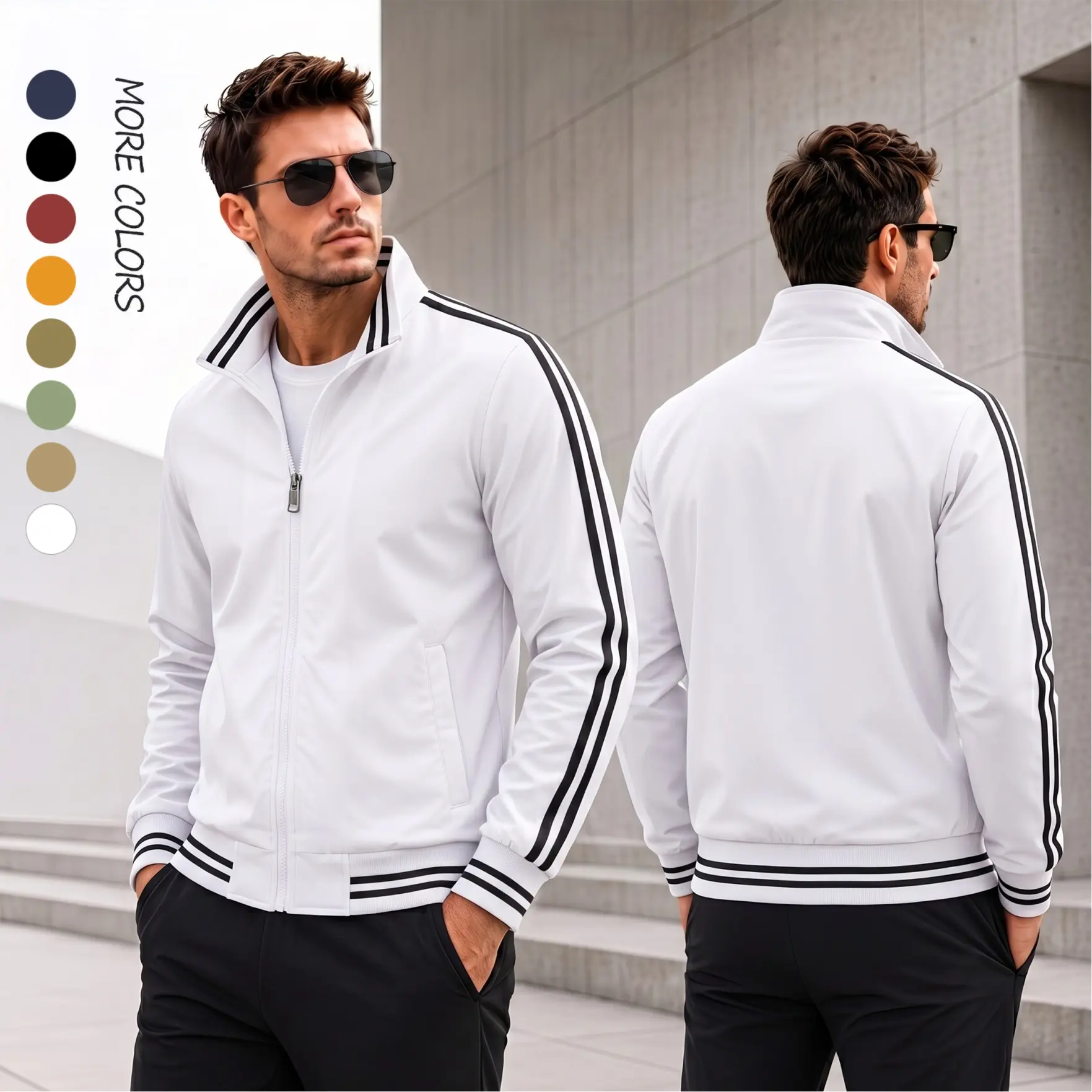 Men’s Lightweight Bomber Jacket – Minimal Flight Jacket with Ribbed Hem & Cuffs, Casual Streetwear Zip-Up Pilot Style Outerwear
