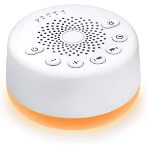 White Noise Sound Machine with 25 Soothing Sounds and Night Lights with Memory Function 32 Levels of Volume and 5 Sleep Timer Powered by AC or USB for Sleeping Relaxation (White)