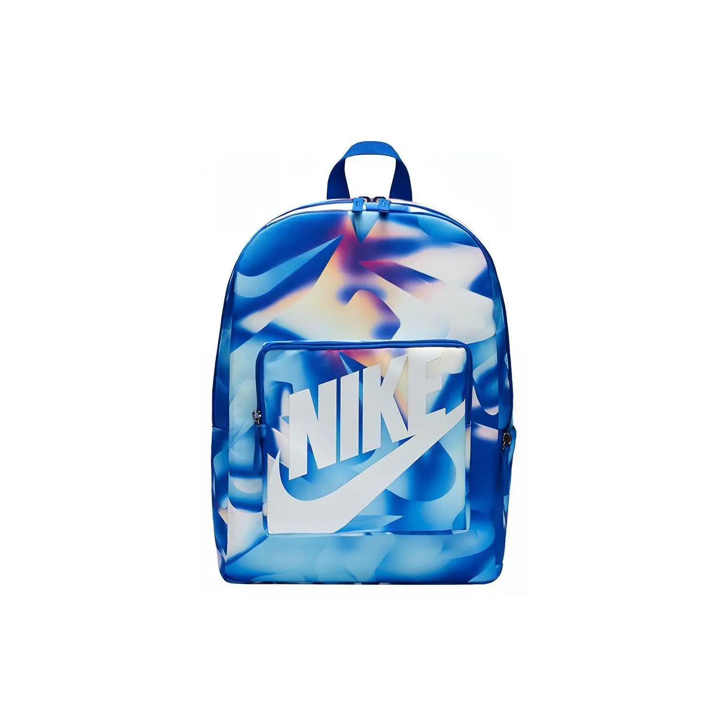 Nike Classic Sport Printed Zip-Up Polyester Backpack for Men, Casual Blue