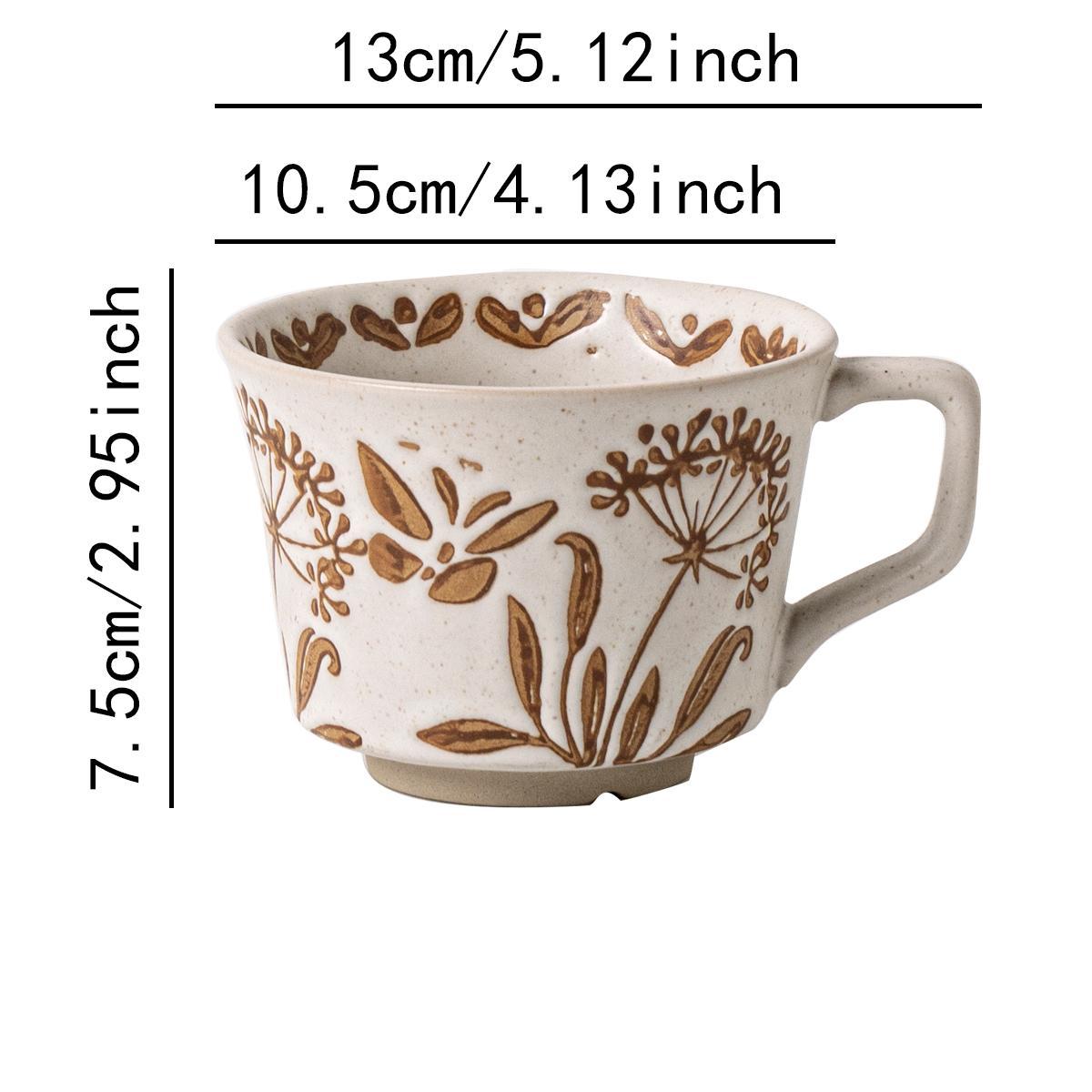 Leaf Pattern Ceramic Coffee Cup, 4 Counts/set Coffee Making Tool, Coffee Making Tool for Home Kitchen, Kitchen Accessories, Tea, Stylish Drinkware