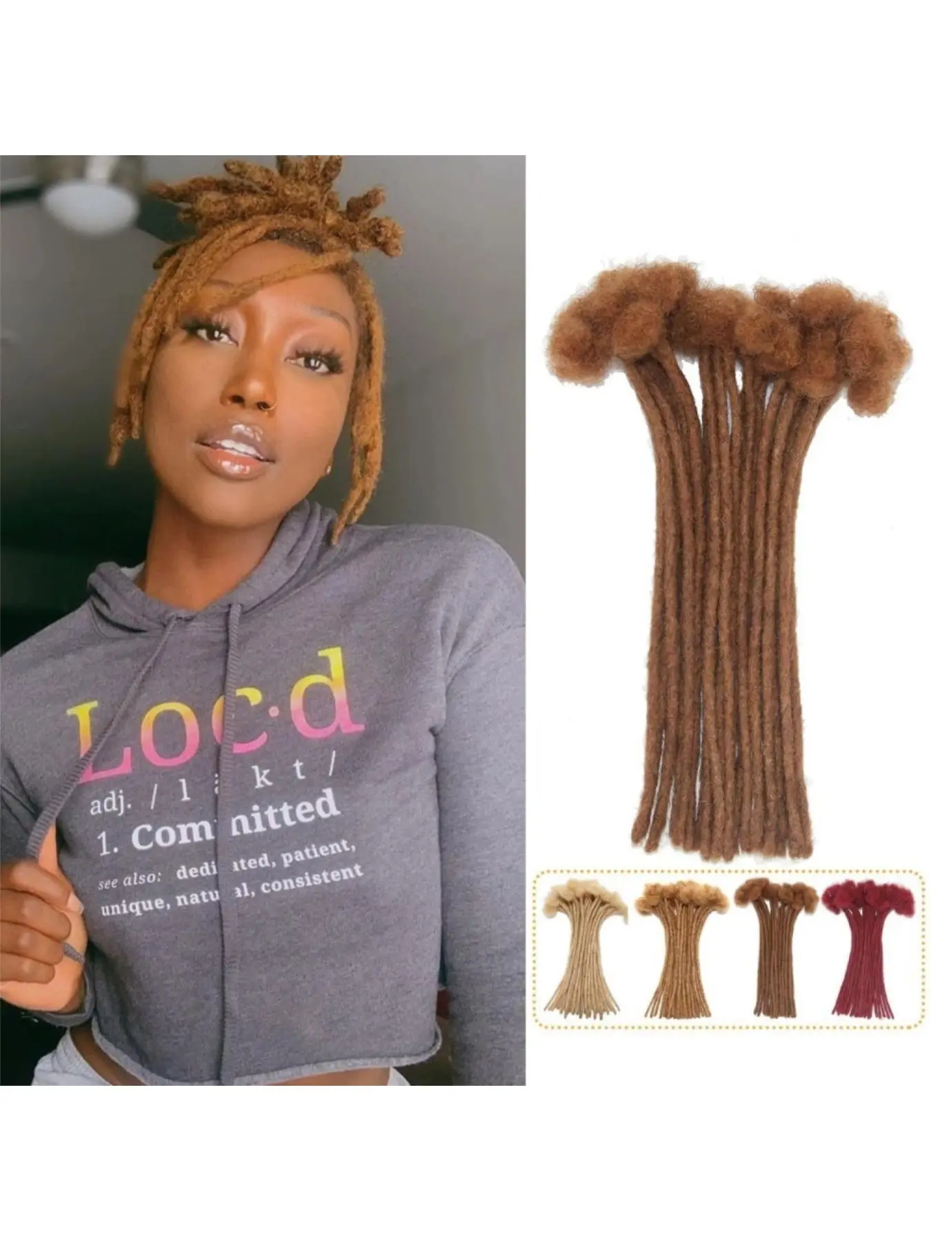 #30 Brown Human Hair Loc Extensions 6–16 Inch 0.6cm Width Handmade Dreadlock Extensions 10/30/60 Strands Full Head Soft Durable Natural Locs Can Be Dyed