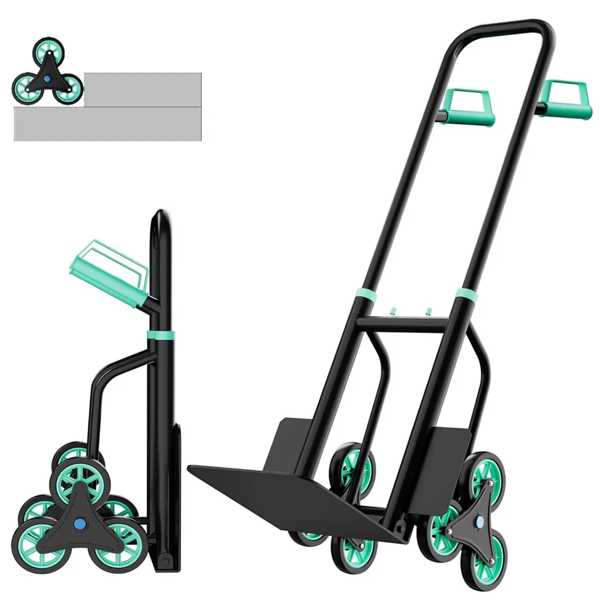 Garvee Heavy Duty 6-Wheel Stair Climbing Hand Truck Dolly – 440 lbs Capacity – Collapsible Cart with Telescoping Handle for Industrial, Warehouse, Office & Home Moving