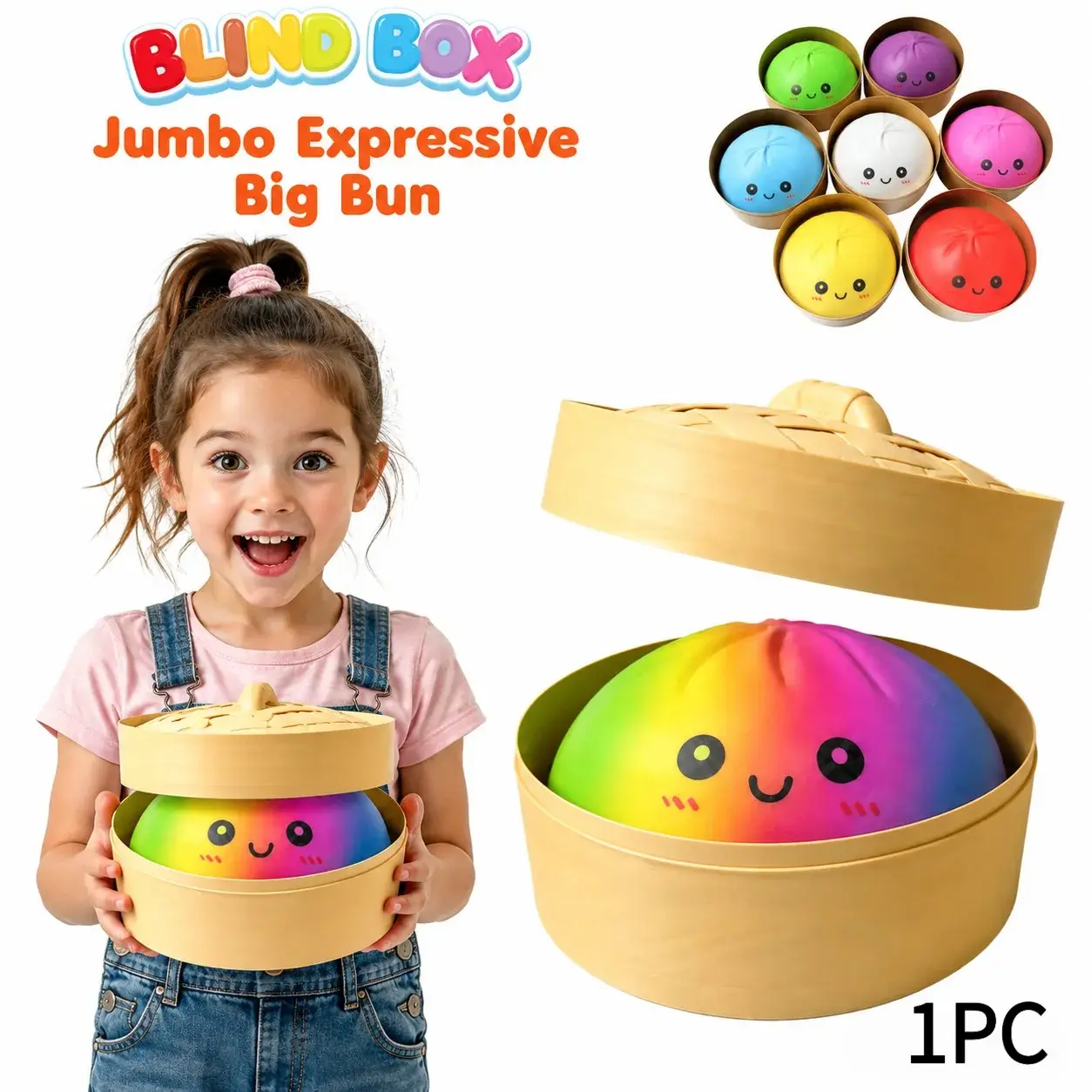 Expressive Big Dumpling Blind Box, Soft TPR Bun Squeeze Fidget Toy, Stress Relief Unboxing Surprise, Random Collectible Styles, Perfect Valentine Easter Swap Gifts for Children