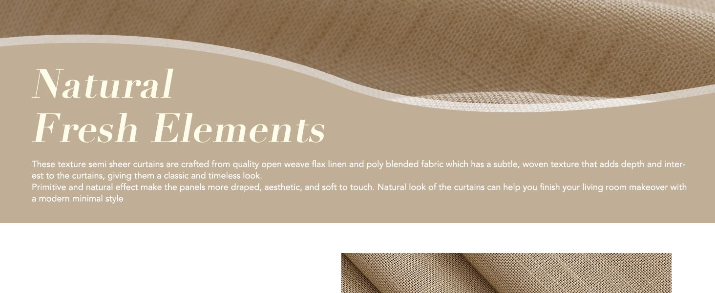 Tan Linen Blend Drapes 84 Inch Length 2 Panels Set Back Tab Rod Pocket Light Filtering Privacy Semi Sheer Textured Curtains Neutral Farmhouse Decor Curtains for Living Room Bedroom 40x84