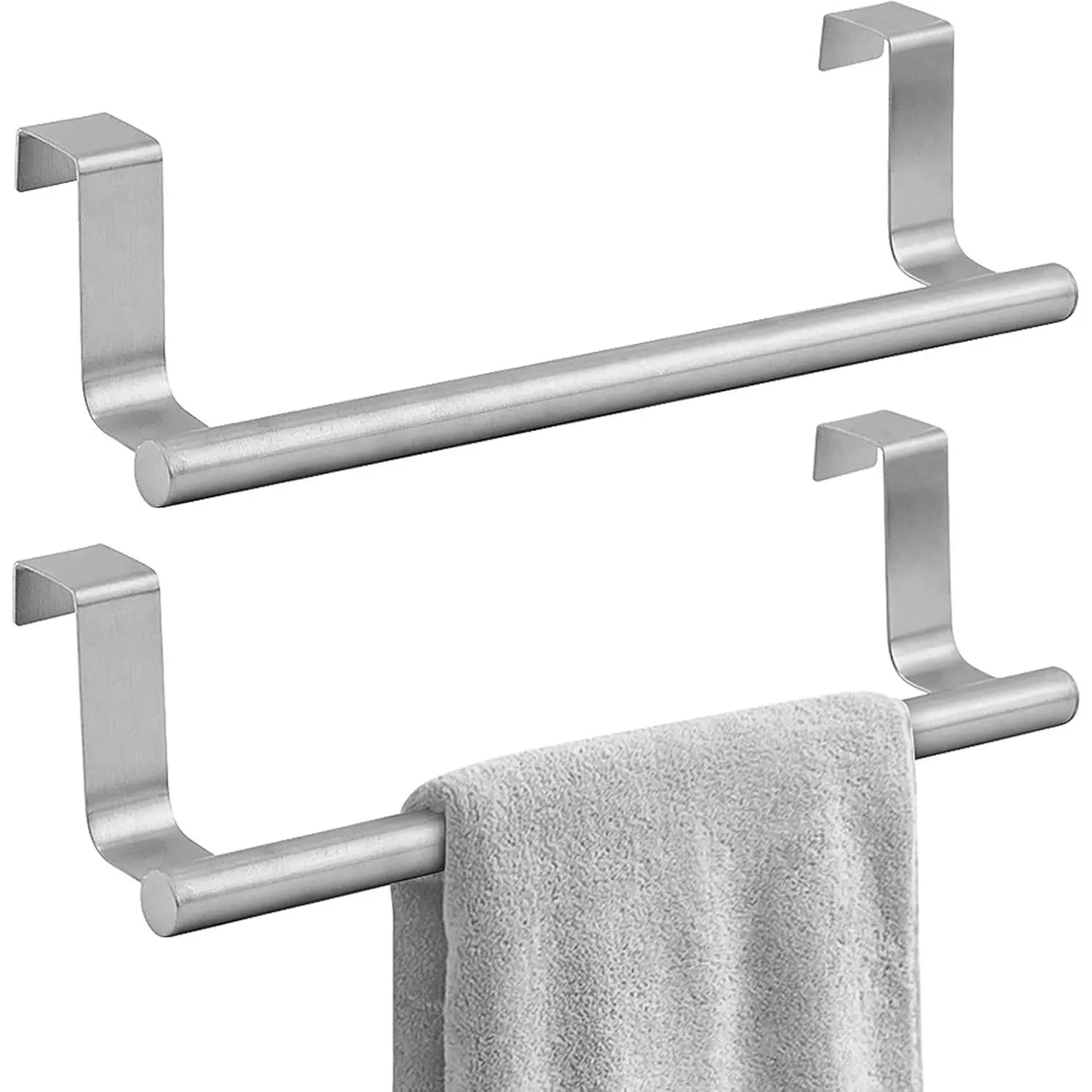Kitchen Towel Holder, 2 Pack Over The Cabinet Door Towel Bar, Stainless Steel Kitchen Towels Rack Scratchproof, Space-Saving Towels Hanger(Color:)