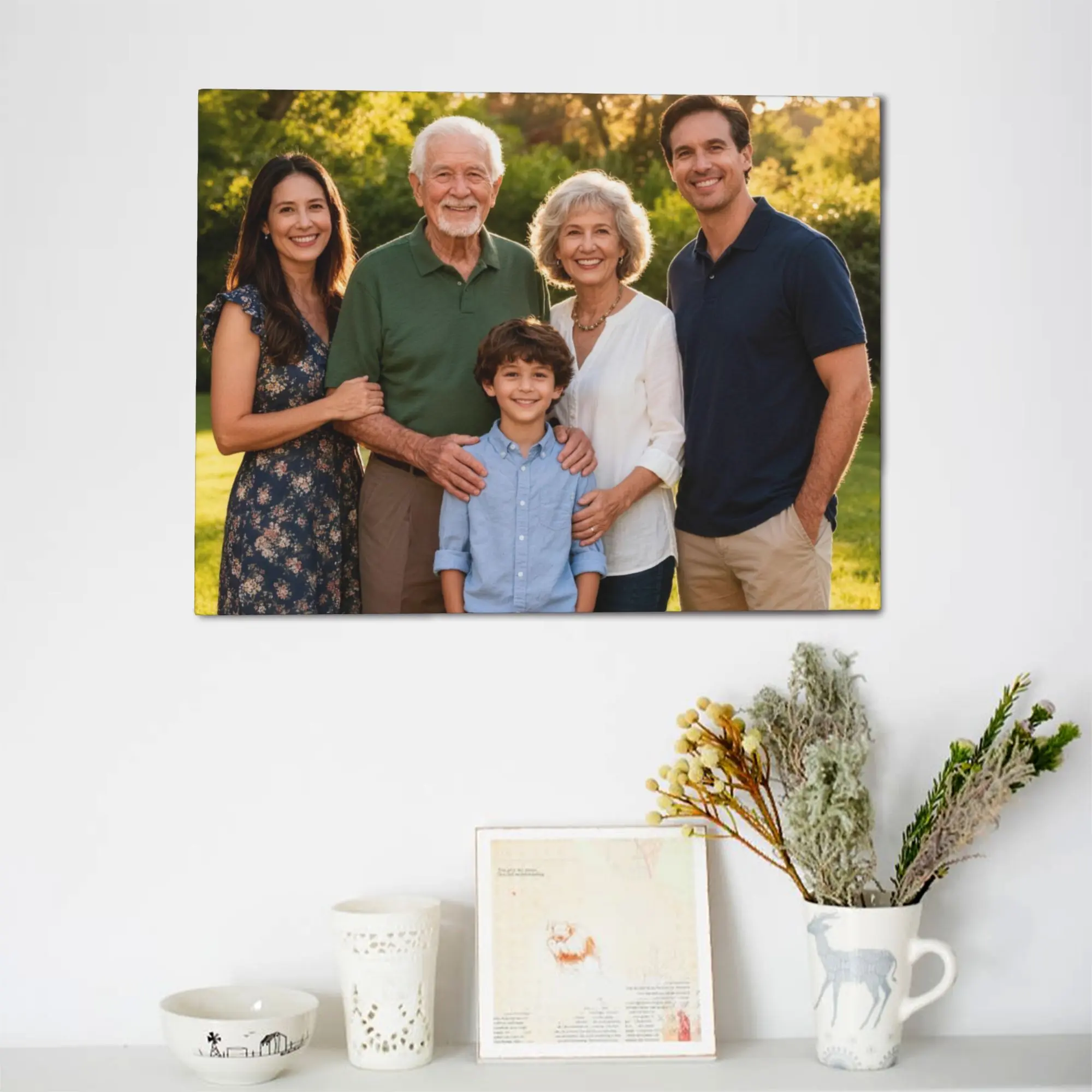 Custom Family Photo Canvas Wall Art, Send Your Family Picture Personalized Framed Canvas Print, Custom Family Portrait Decor Gift
