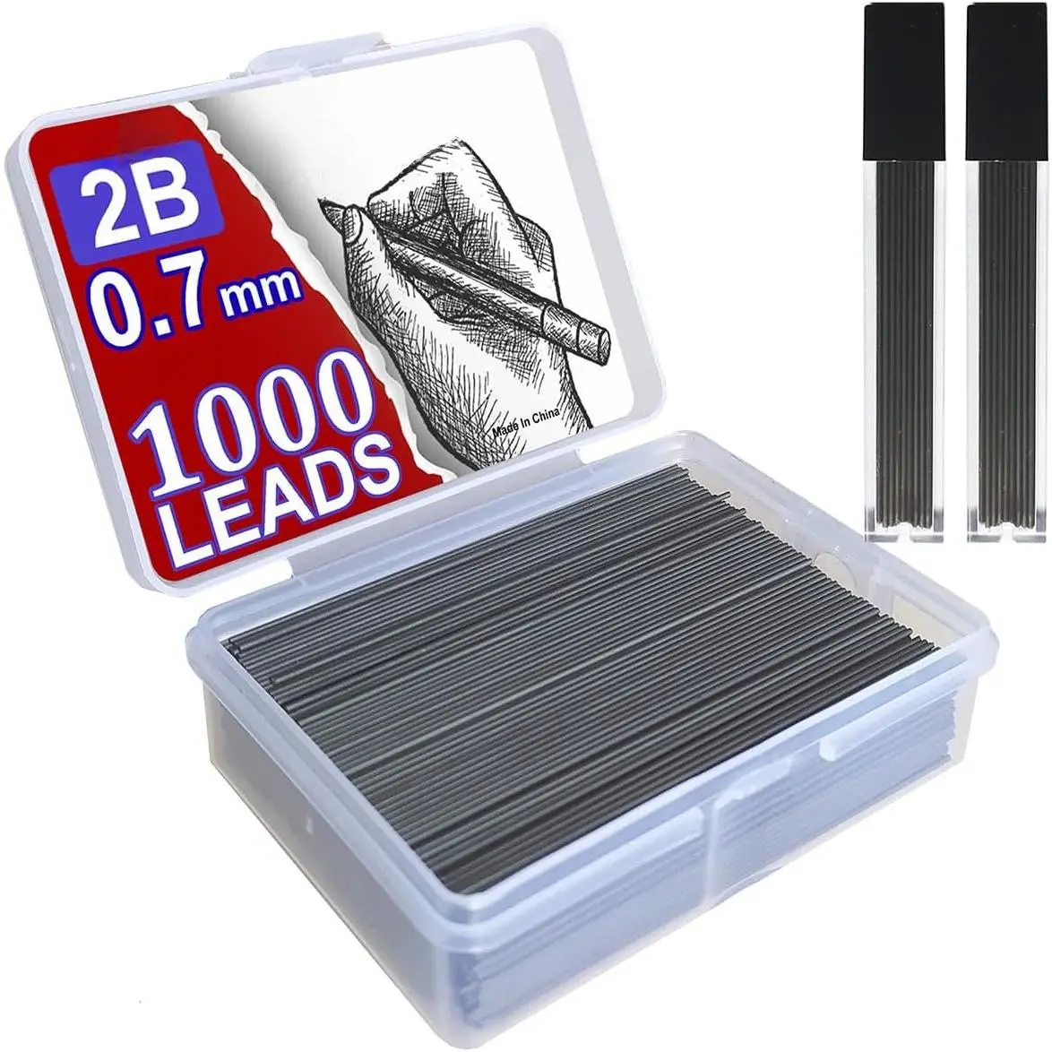 1000 count 0.7mm Lead Refills Graphite Mechanical Pencil Lead -  2B, Break-Resistant for Smooth Writing & Drawing, Compatible with  0.7mm Mechanical Pencils(Length 6cm)