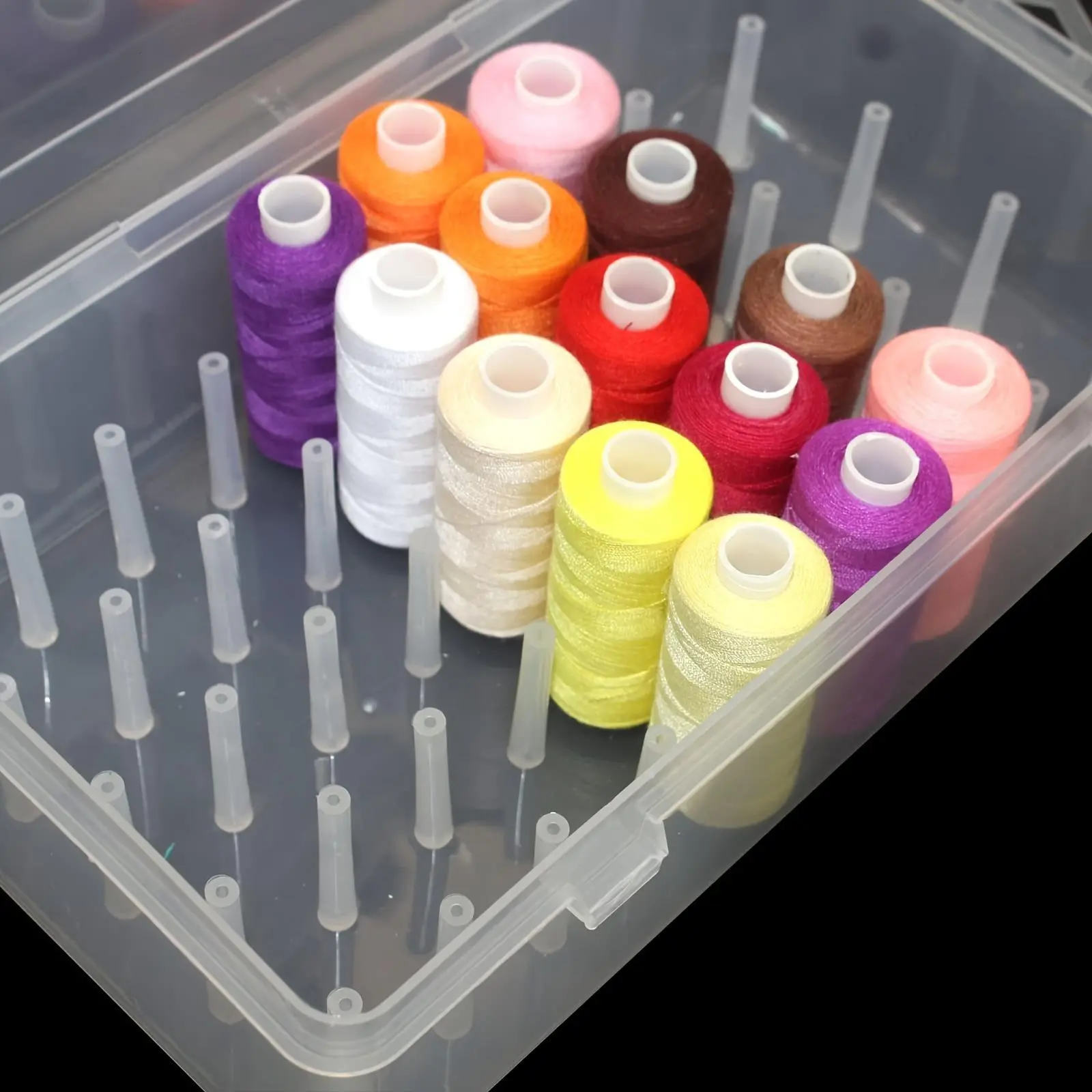 1pc 42-Spool Sewing Thread Organizer Box - Transparent PP Plastic, Large Capacity Needle Thread Holder - For Sewing, Embroidery & Quilting Enthusiasts - Portable & Convenient Storage - Perfect Gift for Crafters - Sewing Accessories and Supplies