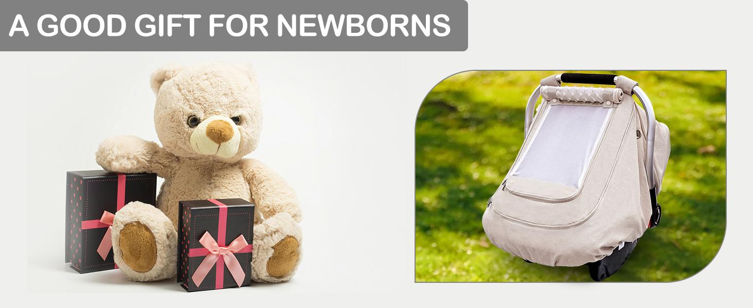 Waterproof Baby Car Seat Cover, Patented Cold Weather Carseat Cover for Babies,Infant Car Seat Cover Canopy for Boy Girls, Keeps Babies Warm and Cozy (Beige)