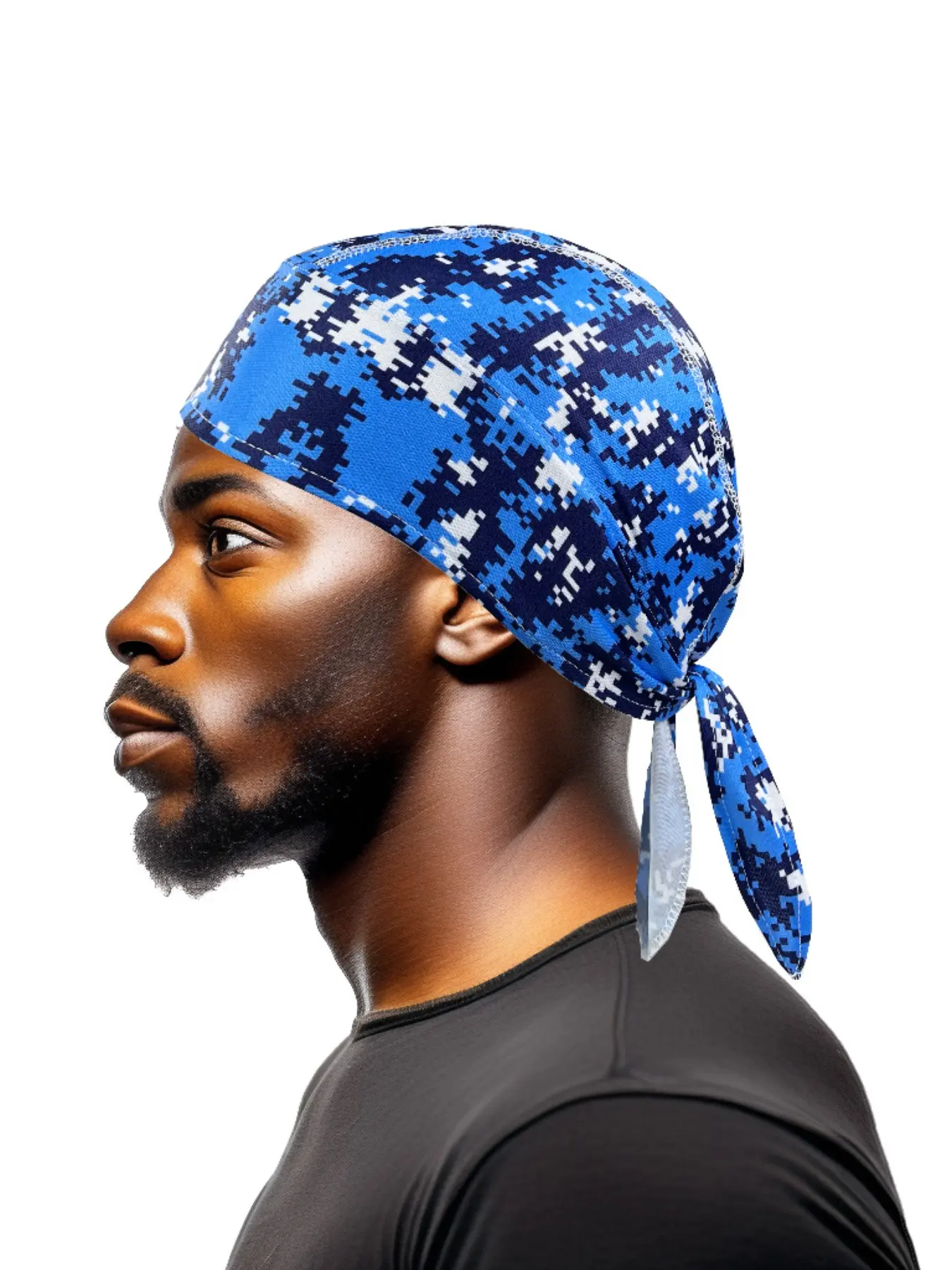 Digital Camouflage Quick-Dry Cycling Headband, Breathable Sweat-Wicking Adjustable Back Strap, Unisex Sports Hat for Outdoor Activities