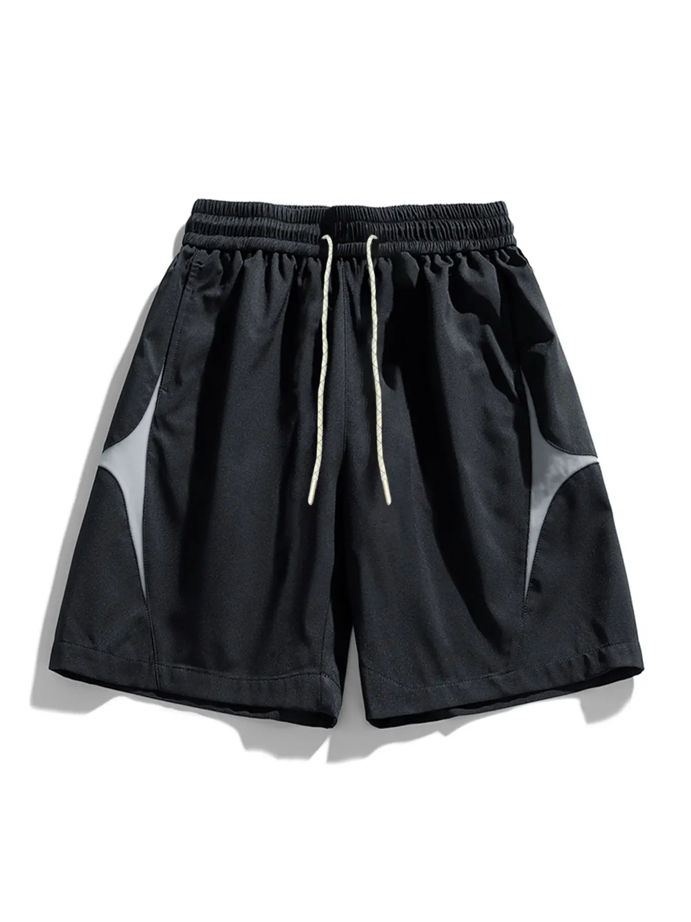 Men's Summer Colorblock Patchwork Gym Shorts, Drawstring Breathable Sports Shorts, Athleisure Casual Fitted Shorts, Trendy Workwear Style