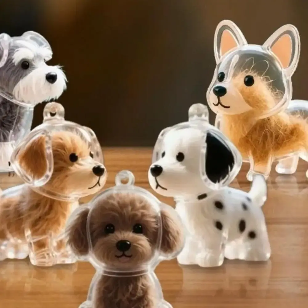 Transparent Acrylic Pet Hair Storage Box Pendant Keychain, Cute Sitting Dog Design with Detachable Chain Link, Sturdy Ring Attachment Durable Organizer for Keys & Bags, Thoughtful Pet Memorial Gift for Dog Lovers, Cute Silhouette, Key, Sealed Cavity