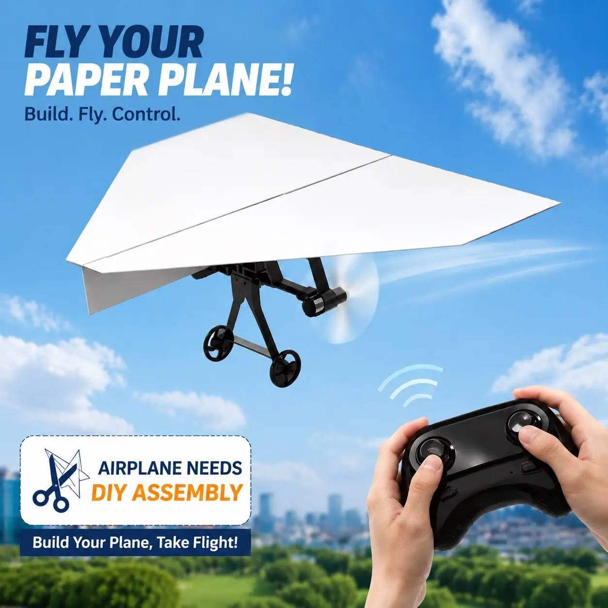 New DIY RC Paper Plane Set, Stem Toy with Dual Propellers and Stabilizer, Easy to Control, Perfect Gift for Kids and Adults