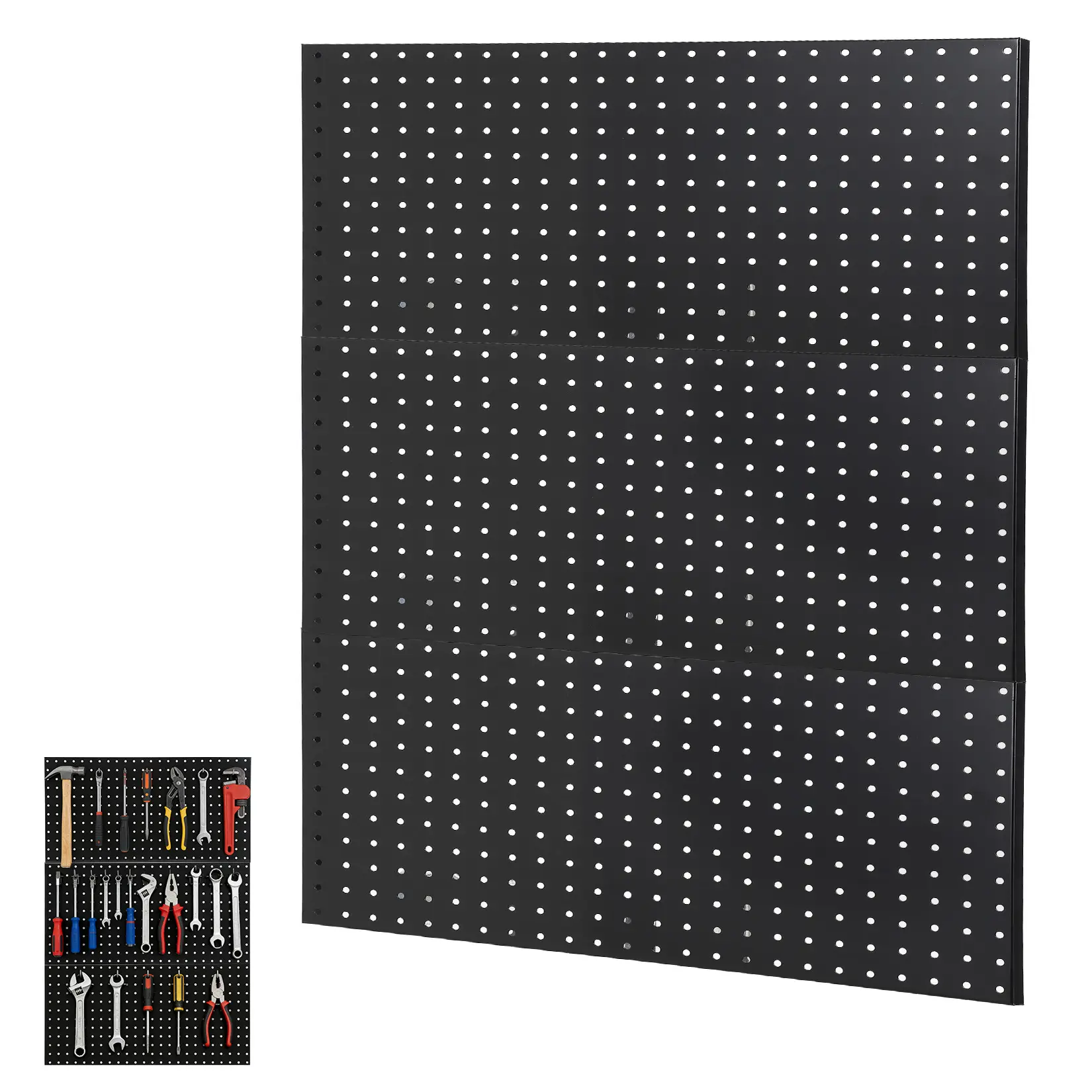 Garvee 3-Piece 24" × 12" Heavy-Duty Metal Pegboard Wall Organizer Modular Steel Tool Storage Panels Flexible Layout for Garage Workshop Kitchen