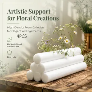 4Pcs High-Density Floral Foam Cylinders, Lightweight & Customizable White Styrofoam Rods for Flower Arrangements and DIY Crafts