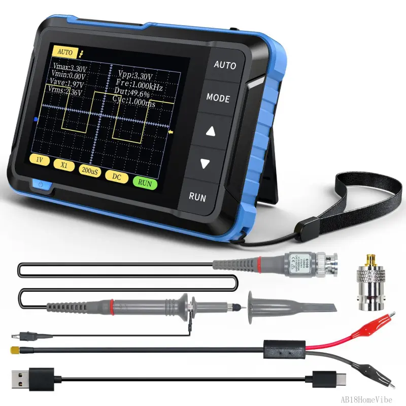 Mini Handheld Digital Oscilloscope 2.5MSa/s 200KHz Bandwidth 800VPP PWM Output Automotive Oscilloscope Multimeters Car Battery TesterAB18HomeVibe