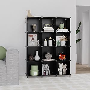 6-Cube Storage Organizer, Closet Organizer Storage Cabinet Shelf Bookcase Bookshelf with Metal Hammer, Storage Cubes Organizer Cabinet for Kids, Closet, Bedroom, Bathroom(11.8x11.8x11.8 inch)Black