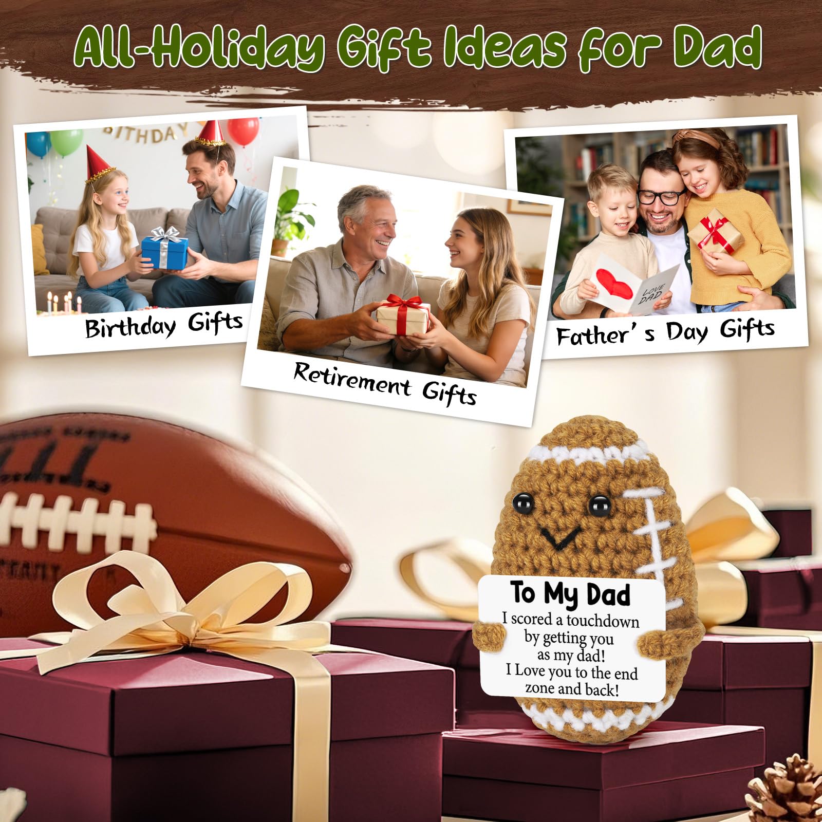 Adorable Mini Handmade Knitted Rugby Doll, Soft Plush Emotional Support Companion, Stress Relief Anxiety Relief Toy, Ideal Birthday Gifts For Women, Christmas Holiday Presents, Teacher Appreciation Gifts, Cute Desk Decor Car Ornament Office Decor Gift For