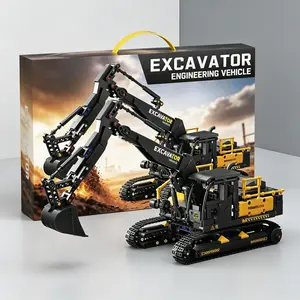 1000 Pieces City Engineering Vehicle Model Building Blocks, Large Excavator Toy, Stem Educational Puzzle, Creative Decor, Ideal Gift for Boys
