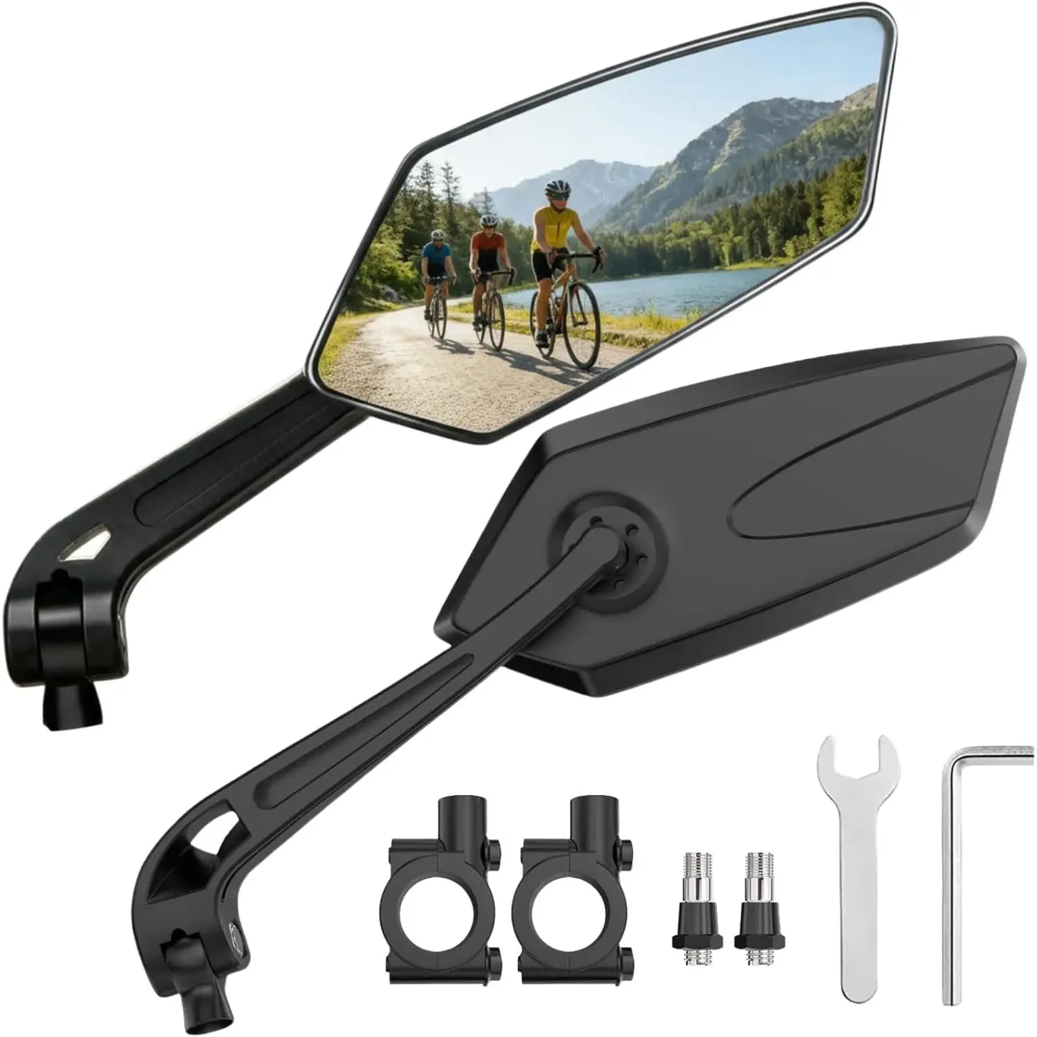2 Pack Bike Mirrors,eBike Handlebar Mirror,360° Adjustable and Rotatable Safety Bicycle Rear View Mirrors, Scratch Resistant Glass Lens,Bicycle Universal Fit Accessories,Safe Bike Rear View Mirror for Scooter, Motorcycle, Mountain Road Bike
