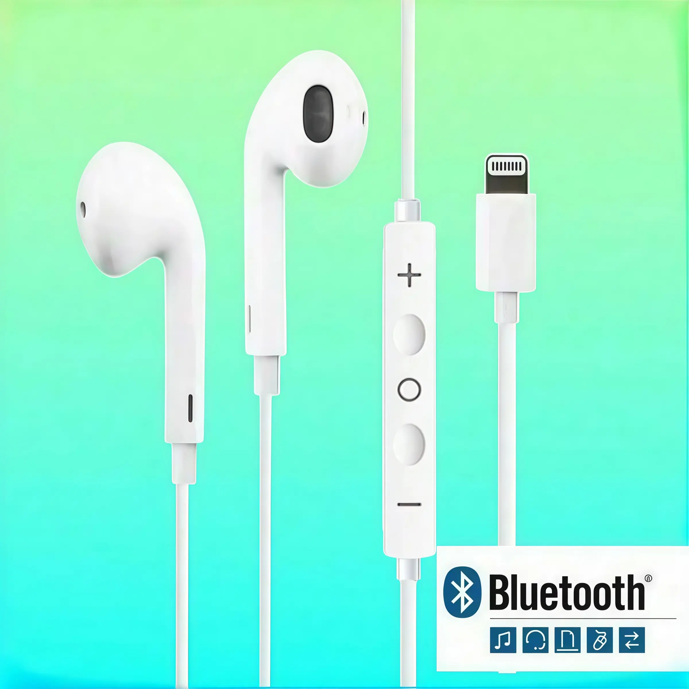 1PC Lightning Wired Semi-In-Ear Earphones, Portable Audio Headphone, with Integrated Microphone & Volume Control, Stereo Earbuds for Gaming, Workout, Commute, Compatible with Lightning Port iPhones