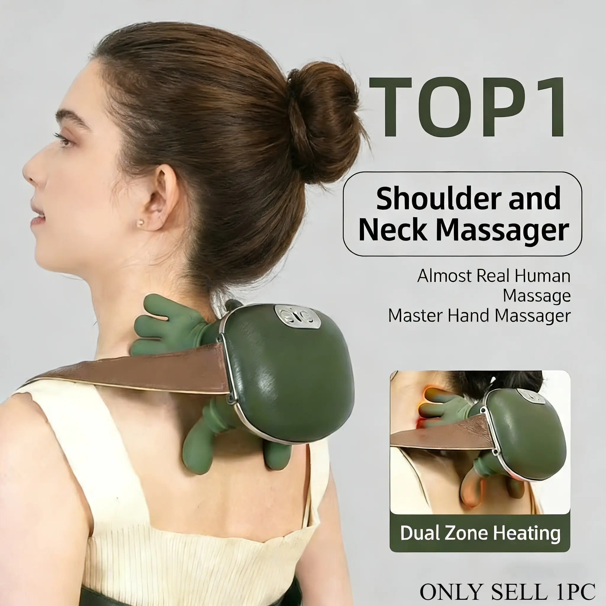 Portable Electric Neck Massager, Hand Simulation Design, Deep Tissue 4D Massage, USB Powered, Lightweight Medium Firmness, Massagers for Neck and Back Pain Relief
