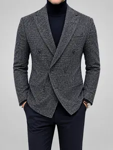 Men's Casual Suit Jacket, Gentleman Style Blazer, Plain Surface, Unlined, Lightweight (88.2g/m²), Perfect for Daily Wear