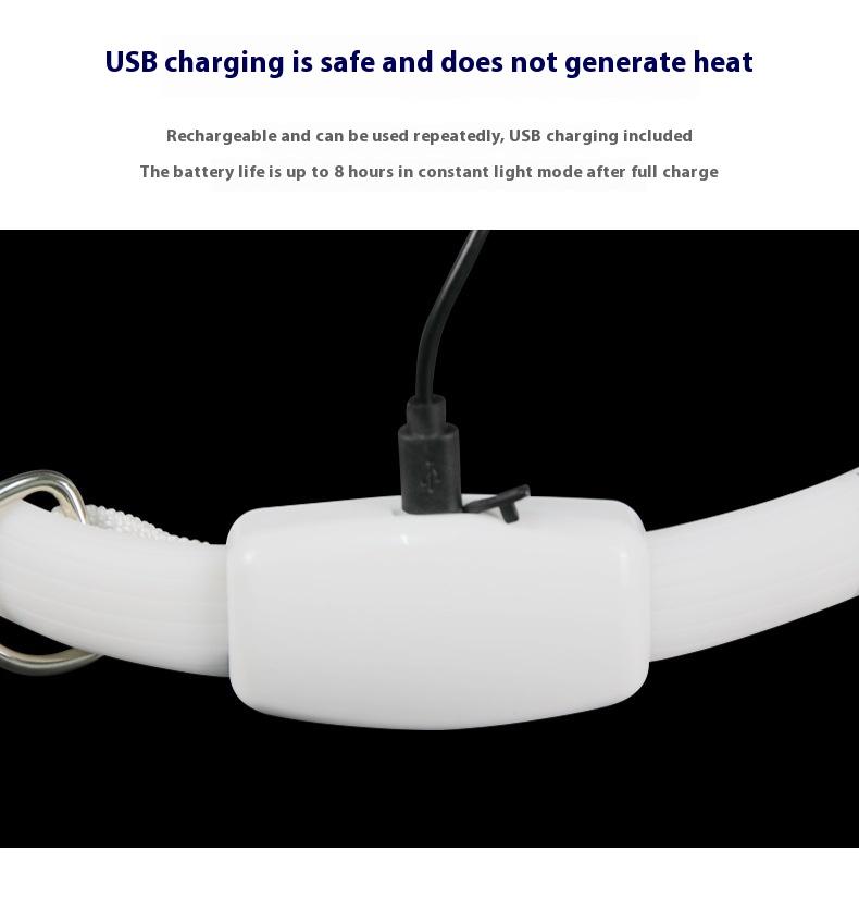 【Pet Essential】USB rechargeable luminous leather belt LED flashing collar with adjustable brightness, extremely cool. christmas  collar ball toy Adjustable LED harness