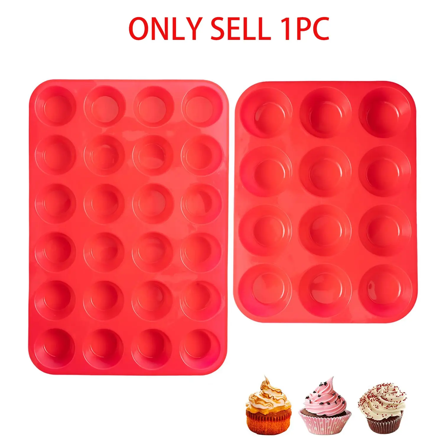 1pc 12 Cups/24 Mini Cups Silicone Muffin Pan - Nonstick Cupcake Pan, Regular Size Silicone Mold for Baking Cupcake, Tarts, Egg Bites, Bakeware Silicone Baking Molds