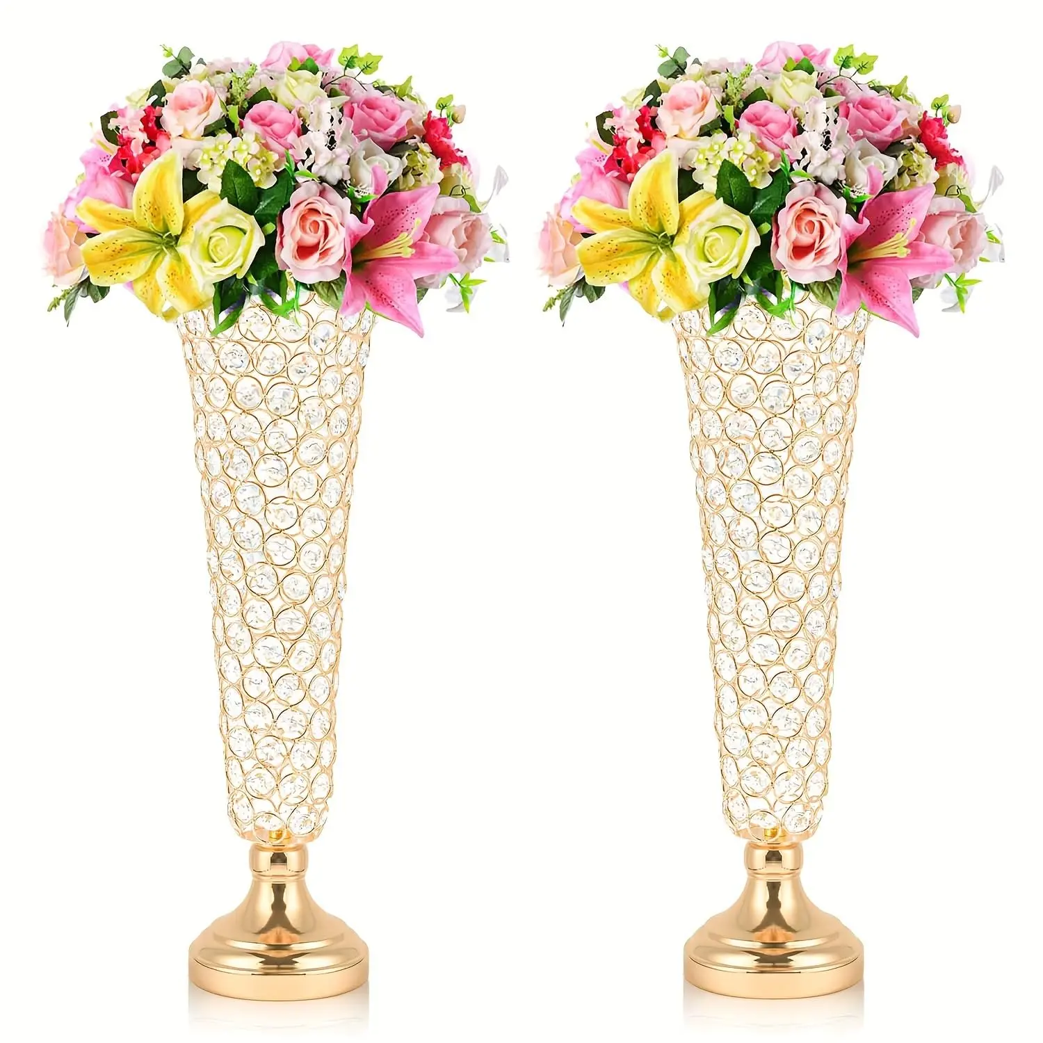 18.5 Inch Tall Vase, Exquisite Carved Vase, Elegant Centerpiece for Wedding Party Anniversary Birthday Home Decoration, Ornaments