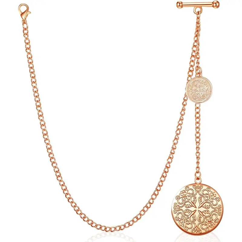 Pocket Watch Chain with Lobster T-Bar Clasps |   Gold Men's Pocket Watch Chain, ZincAlloy Vintage Albert Chains for Vest Suit Watches Pendant