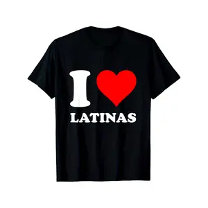 [100% Cotton] 100% Cotton  Red Heart I Love Latinas T-Shirt 100% Cotton Round Neck T-shirt Halloween Thanksgiving Christmas Gift for Men Women Family Friends, Valentines Day Gifts for Boyfriend Girlfriend, S-XXXL