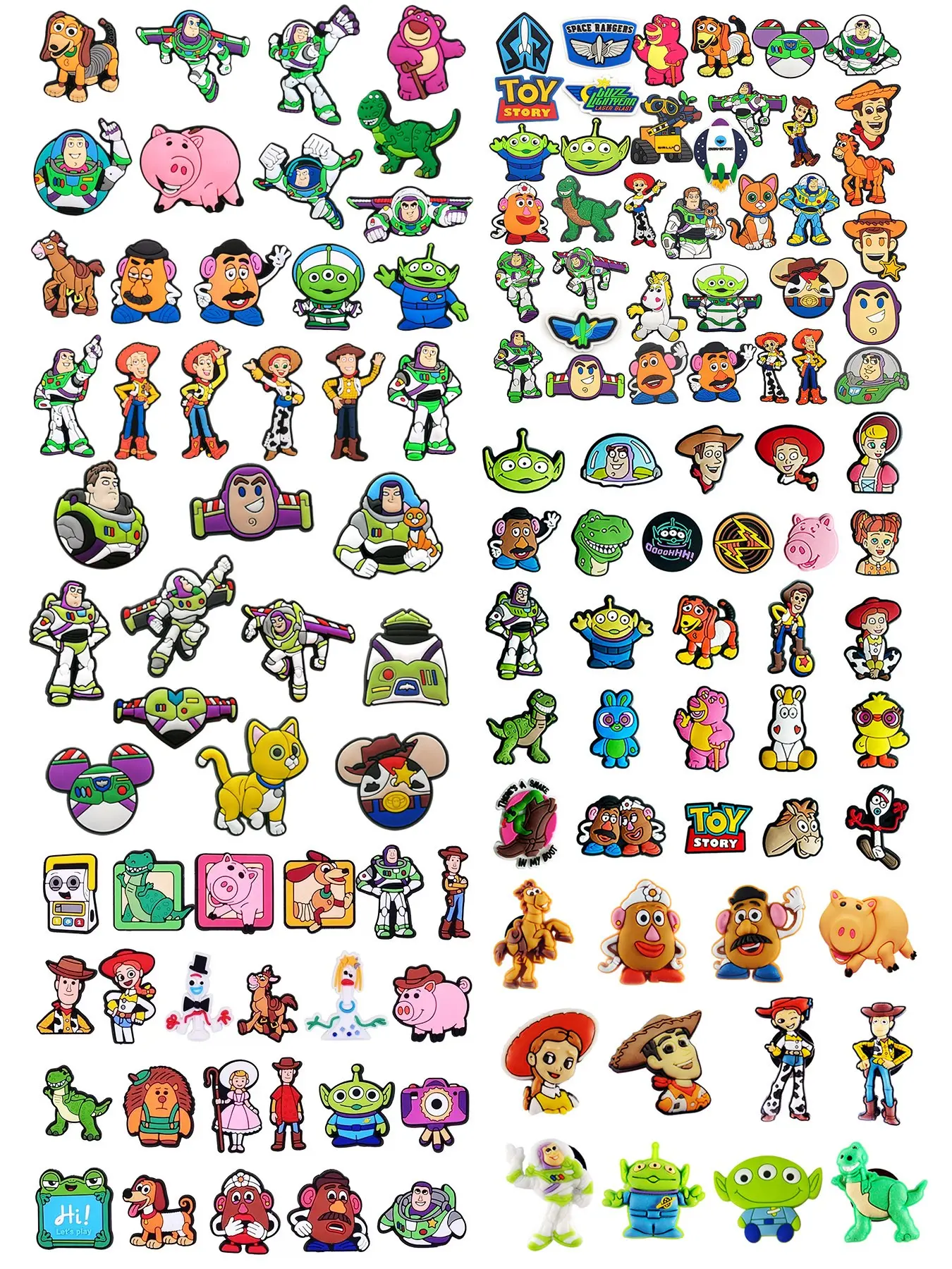 11/12/20/26/27/37/50/100 PCS/Set TWaterproof PVC Vintage Playtime Cartoon Doll Shoe Charms, Detachable Clog Shoe Decor Ornaments, Retro Space & Cowboy Toy Mini Figure Shoe Accessories For Kids Party Gift