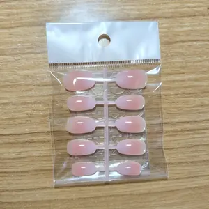 Short Oval Gradient Reusable Nail Tips with Jelly Glue, Abs Material, Model Jl02, Single Unit, No Ca Prop 65