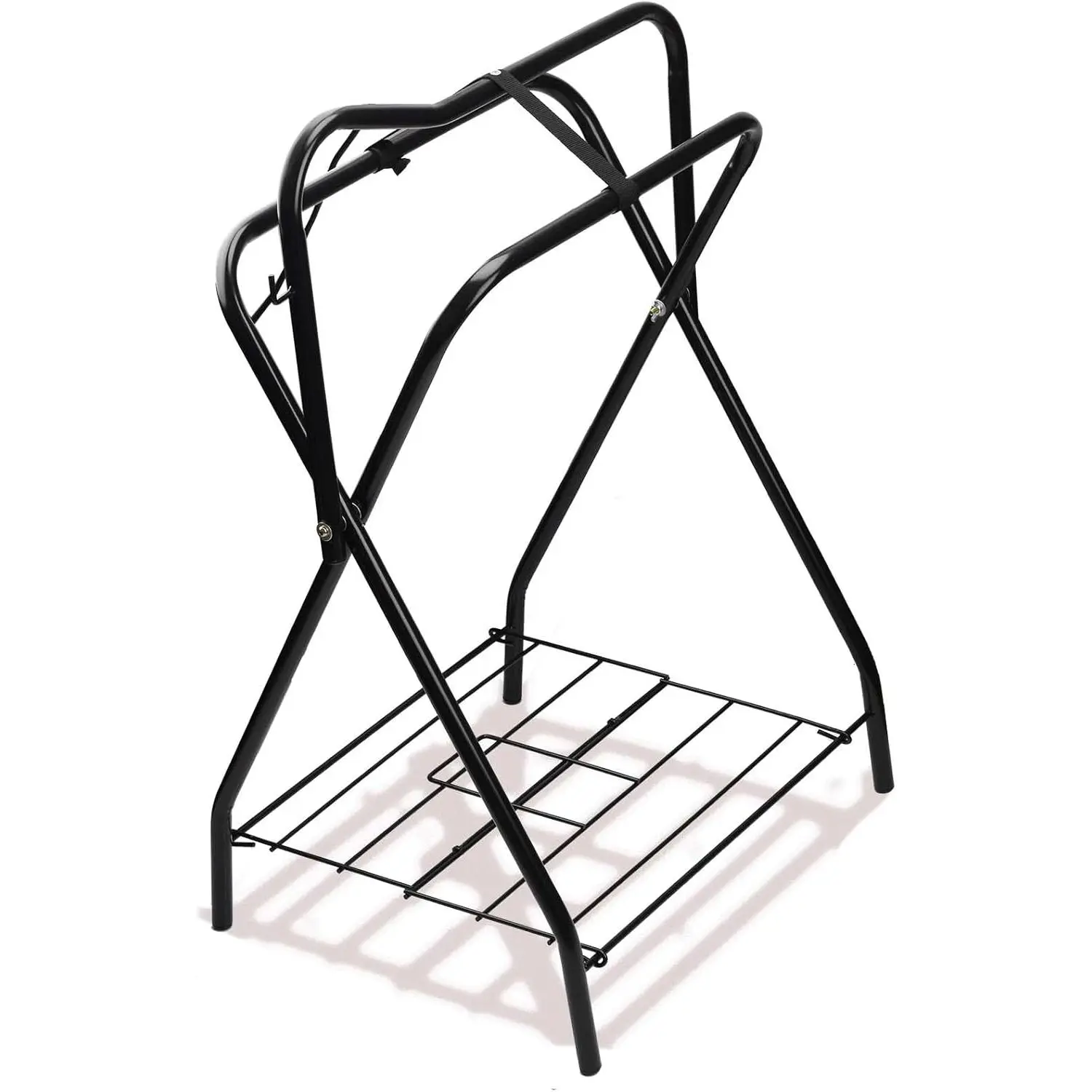 Saddle Rack Portable Folding Horse Saddle Stand for English and Western Saddles,28" L x 19" W x 37.5" H,Black