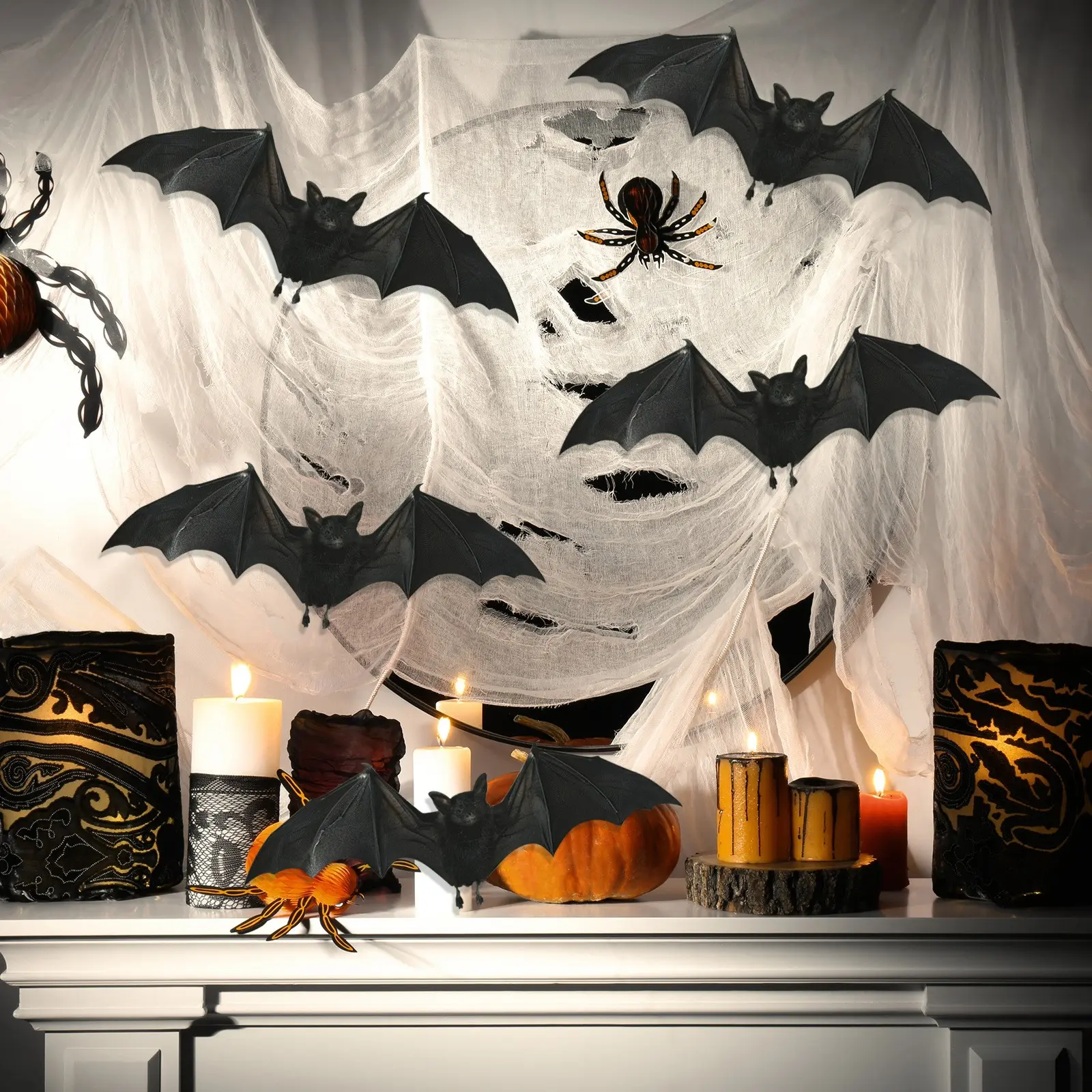 Halloween 3D Realistic Bat, Indoor Outdoor Horror Party Decor, Haunted House Bedroom Door Halloween Decoration, Bar Classroom Halloween Props