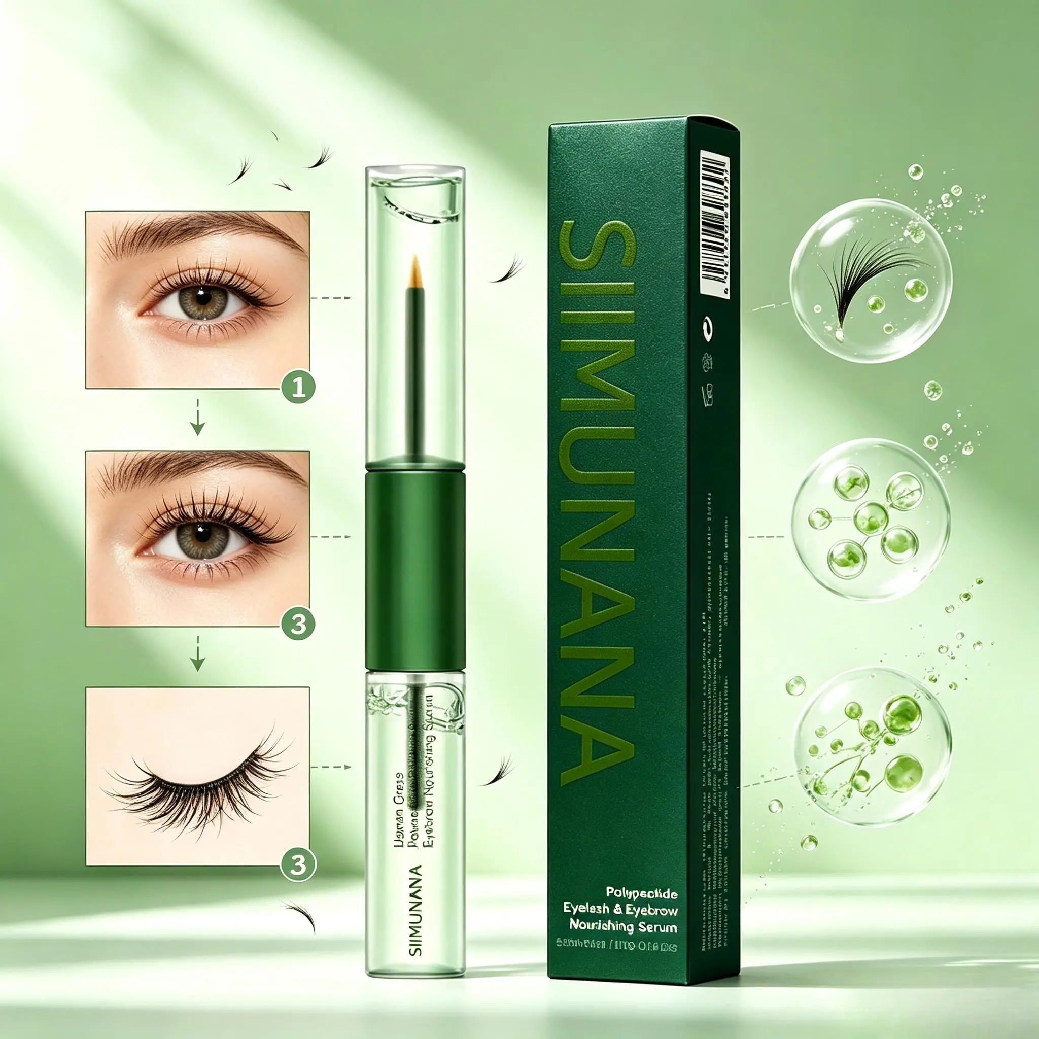 Usman Grass Multi-Peptide Lash & Brow Serum, Advanced Vitamin Formula for Longer, Thicker, Fuller Eyelashes, Safe & Gentle Eyebrow Growth Enhancer