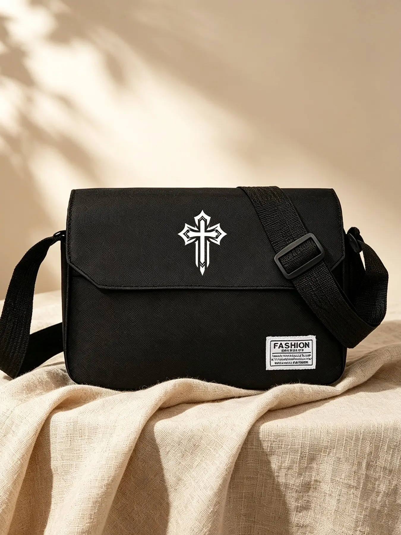 Cross Print Messenger Bag, Casual Sporty Shoulder Crossbody, Cross Body Handbag, Large Capacity Commuter Backpack, Outdoor Cycling Bag, Travel Daily Use