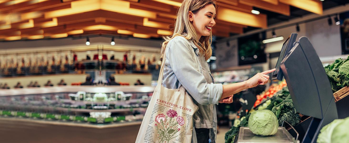 Flower Butterfly Aesthetic Canvas Tote Bag Large Capacity 12 oz Birthday Gifts Bag for Women Aesthetic Reusable Shopping Bag for Mom Teacher