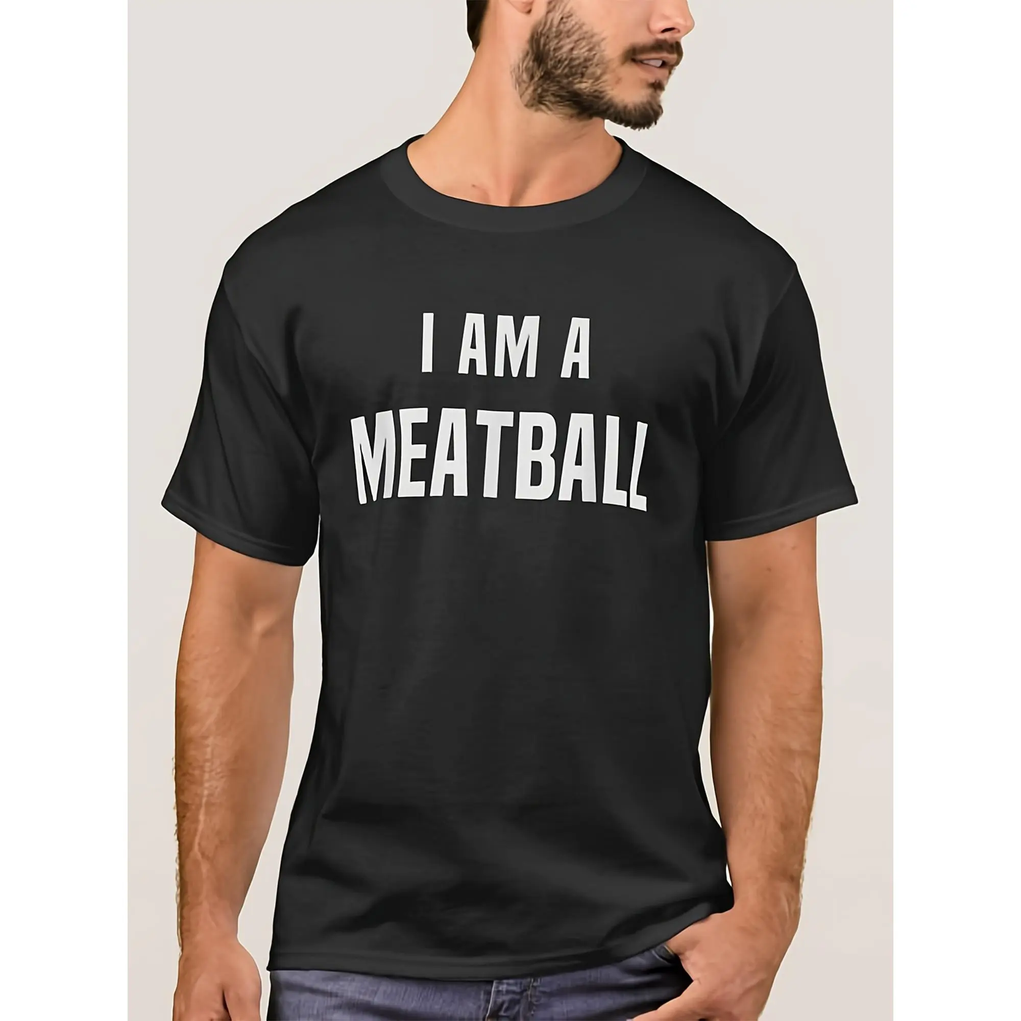 Meatball Theme Costume T-shirt, Simple and Easy-to-wear Halloween Costume, Unisex 2026 Summer Short Sleeve Printed T-shirt, 180g., PLUS SIZE