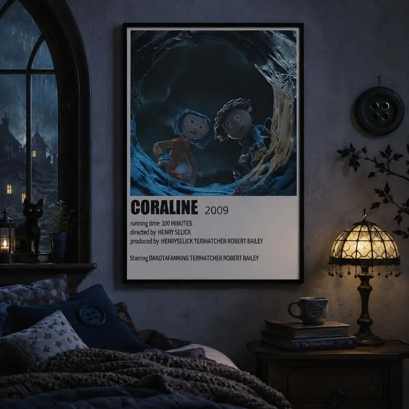 Vintage Film 1990s Room Aesthetic Home Decoration Decorative Artwork Posters Print Design Coraline 2009 Leinwanddruckbild Hochwertig AAA+++ Vibrant Print Canvas Wall Art for Home Office Hotel Garden