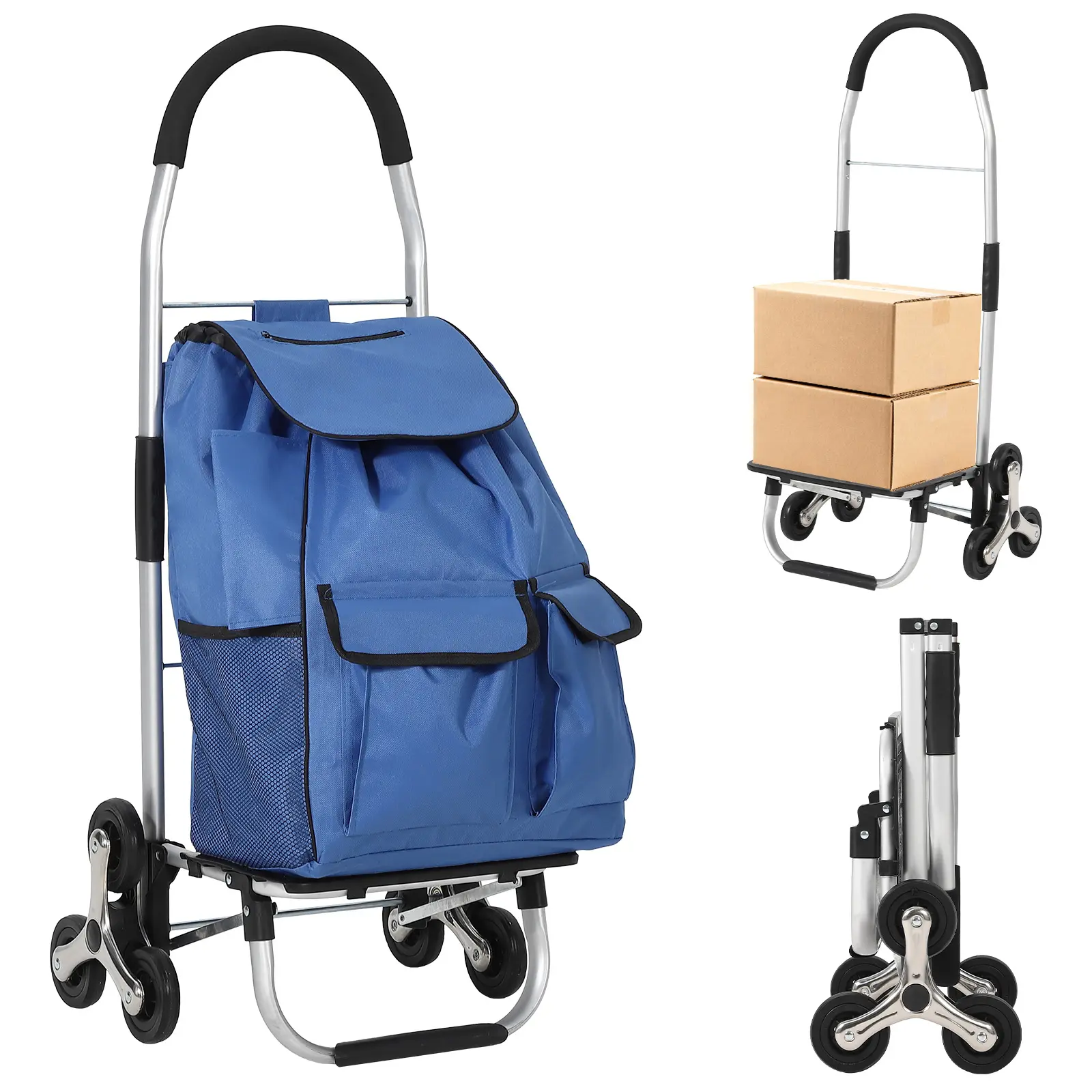 330 lbs Heavy Duty Stair Climbing Cart – 10-Wheel 2-in-1 Folding Hand Truck Dolly, Telescoping Handle, Collapsible Platform for Moving, Office, Warehouse & Shopping