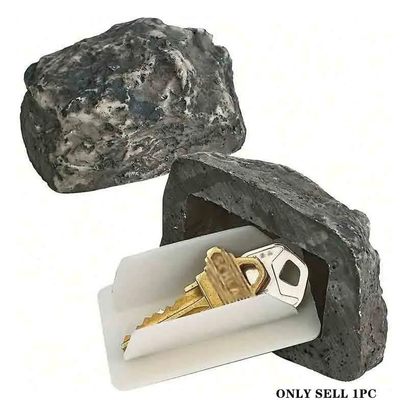 Safe Stone Key Storage Box, Outdoor Waterproof Design Durable Key Holder, Hidden Garden Door Key Box, Realistic Small Stone Decorative Decor Gift, Realistic Appearance, Garden Accessories