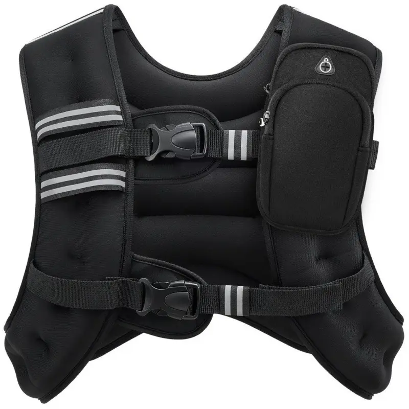 1pc Adjustable Weighted Workout Vest for Men and Women, Breathable Fabric, Reflective Strips, Phone Pocket, Ideal for Running and Hiking