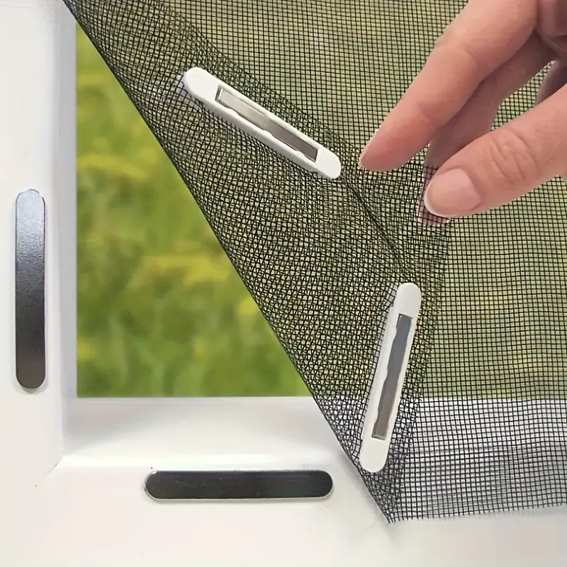 One magnetic removable window screen with high breathability, ventilation, allowing for cutting and installation without drilling, and equipped with a mosquito repellent device with 3M adhesive.